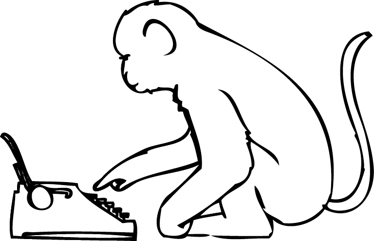 An illustration of a monkey at a typewriter